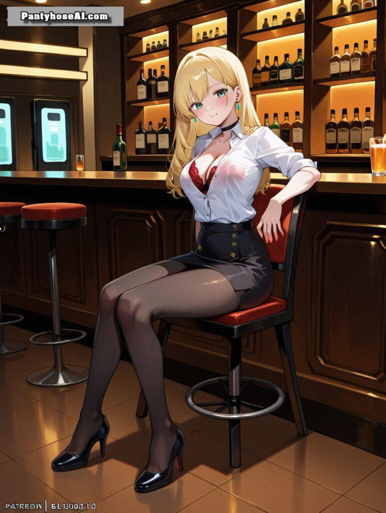 Pantyhose AI Lady at the Bar