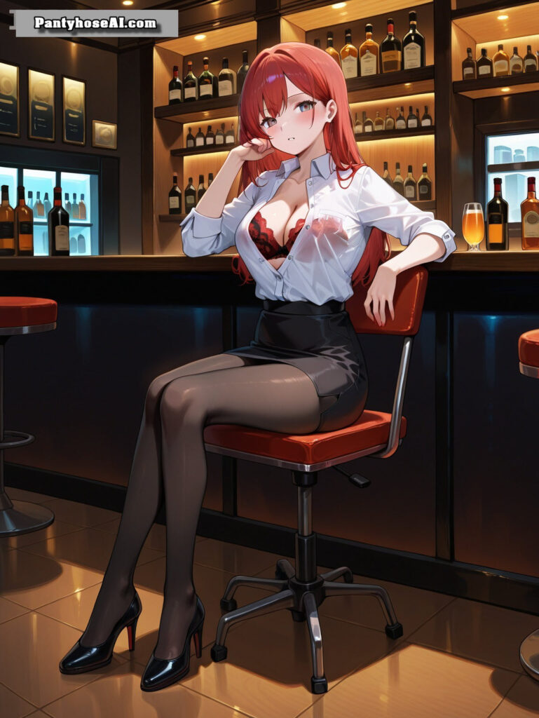 Pantyhose AI Lady at the Bar