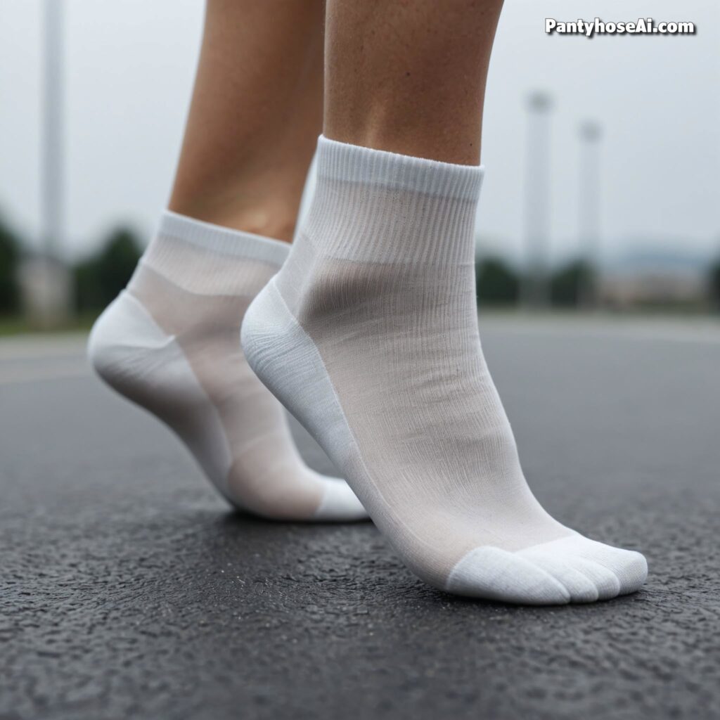 Sheer White Nylon and Lace Socks